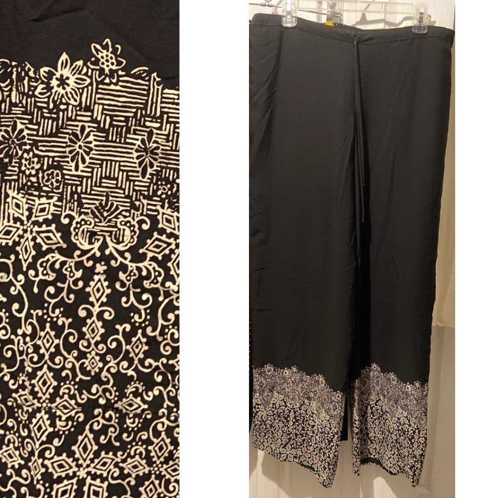 White house black market silk palazzo wide leg pants sz 14 (34" waist) XL